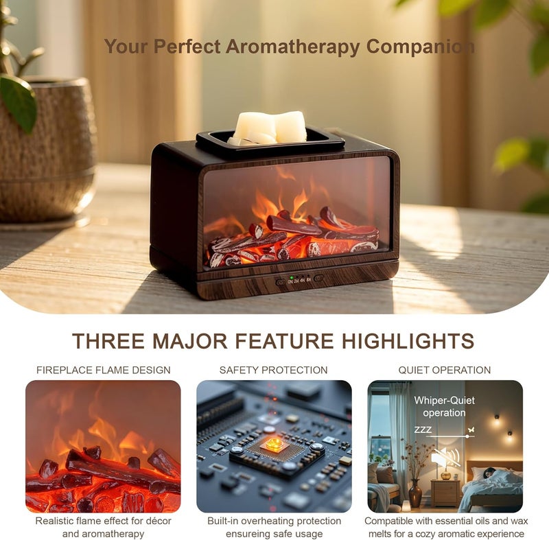 MeplLivs Electric Wax Melt Warmer Dynamic Flame Fireplace PTC Heating Plate Monochromatic Wax Burner Fragrance Wax Warmer for Home Office Gifts & Decor£¨Wood Grain£© - Image 4